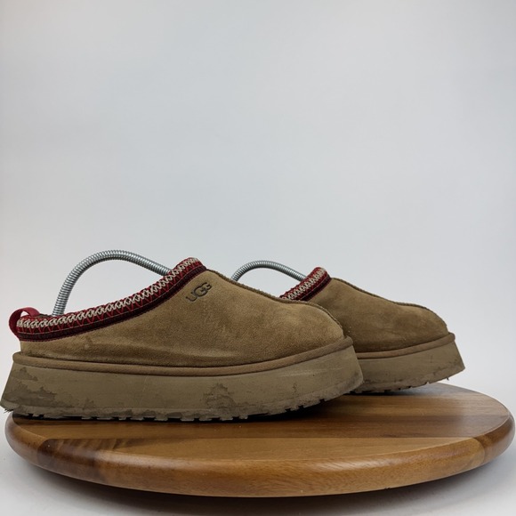 Womens Ugg Tazz II Chestnut Suede Sheepskin Lining Platform Slippers Size 10 M - Picture 1 of 8